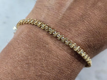 Load image into Gallery viewer, Womens Vintage Estate 10K Gold Diamond Tennis Bracelet 8.3g E6837