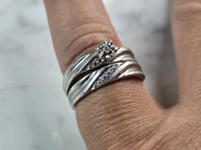 Load image into Gallery viewer, Womens Vintage Estate Sterling Silver Modernist Diamond Ring Set 5.5g E6863
