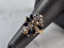 Load image into Gallery viewer, Womens Vintage Estate 14k Gold Sapphire Diamond Ring 7.0g E6866