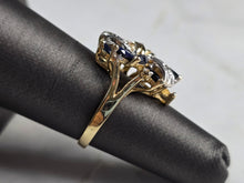 Load image into Gallery viewer, Womens Vintage Estate 14k Gold Sapphire Diamond Ring 7.0g E6866