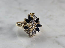 Load image into Gallery viewer, Womens Vintage Estate 14k Gold Sapphire Diamond Ring 7.0g E6866