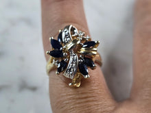 Load image into Gallery viewer, Womens Vintage Estate 14k Gold Sapphire Diamond Ring 7.0g E6866