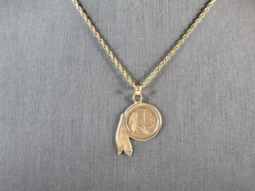 Vintage Estate 14k Yellow Gold Necklace Washington Redskins Pendant 6.6g E6869