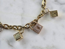 Load image into Gallery viewer, Womens Vintage Estate 14K Yellow Gold CZ Charm Bracelet 11.9g E6870