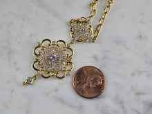 Load image into Gallery viewer, Womens Sterling Silver Gold Tone CZ Pendant Necklace 13.7g E6877