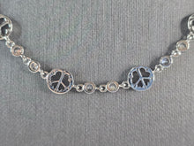 Load image into Gallery viewer, Womens Sterling Silver CZ Peace Symbol Necklace 15.7g E6879