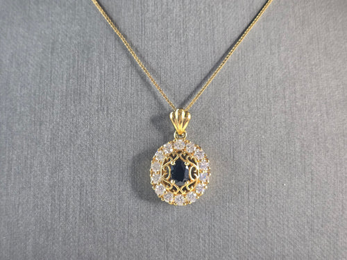 Womens Estate Sterling Silver Gold Tone Modernist Pendant Necklace 6.5g E6882