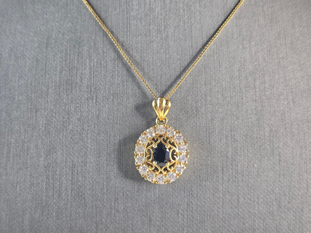 Womens Estate Sterling Silver Gold Tone Modernist Pendant Necklace 6.5g E6882