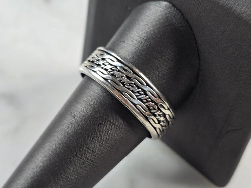 Mens Estate Sterling Silver Irish Celtic Eternity Knot Fidget Ring 4.7g E6889