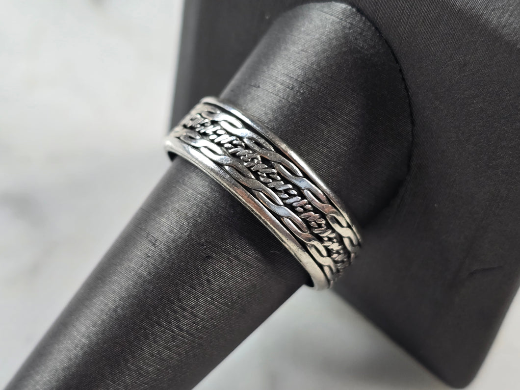 Mens Estate Sterling Silver Irish Celtic Eternity Knot Fidget Ring 4.7g E6889
