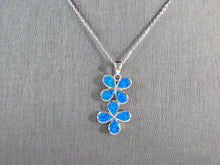 Load image into Gallery viewer, Womens Sterling Silver Blue Opal Daisy Flower Pendant Necklace 4.8g E6891