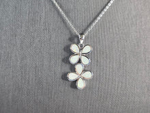 Load image into Gallery viewer, Womens Sterling Silver Opal Modernist Daisy Flower Pendant Necklace 4.8g E6892