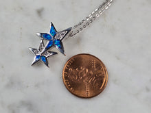 Load image into Gallery viewer, Womens Sterling Silver Blue Opal Star Pendant Necklace 3.8g E6894
