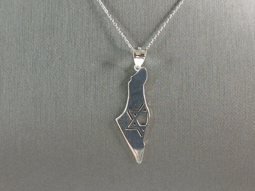 Sterling Silver Jewish Judaica Star of David Israel Pendant Necklace 4.1g E6895