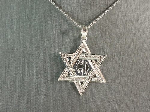 Sterling Silver Jewish Judaica Star of David Pendant Necklace, 3.1g E6897