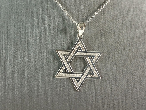 Sterling Silver Jewish Judaica Star of David Pendant Necklace, 2.6g E6898