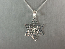 Load image into Gallery viewer, Sterling Silver Jewish Judaica Star of David Chai Pendant Necklace, 3.1g E6899