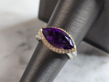 Load image into Gallery viewer, Womens Vintage Estate 14K Mixed Gold Amethyst Diamond Ring 6.7g E6916