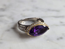 Load image into Gallery viewer, Womens Vintage Estate 14K Mixed Gold Amethyst Diamond Ring 6.7g E6916