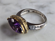 Load image into Gallery viewer, Womens Vintage Estate 14K Mixed Gold Amethyst Diamond Ring 6.7g E6916