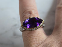 Load image into Gallery viewer, Womens Vintage Estate 14K Mixed Gold Amethyst Diamond Ring 6.7g E6916