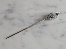 Load image into Gallery viewer, Womens Vintage Estate 14K Art Deco White Gold Diamond Sapphire Pin, 1.8g E6923