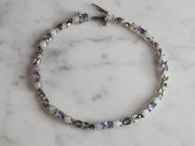 Load image into Gallery viewer, Womens Vintage Estate 10K Gold Opal Tanzanite Tennis Bracelet 7.7g E6927