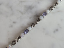 Load image into Gallery viewer, Womens Vintage Estate 10K Gold Opal Tanzanite Tennis Bracelet 7.7g E6927