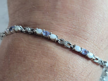 Load image into Gallery viewer, Womens Vintage Estate 10K Gold Opal Tanzanite Tennis Bracelet 7.7g E6927