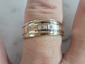 Mens Vintage Estate 14K Mixed Gold Diamond Ring 6.9g E6949