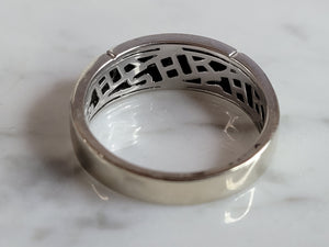 Mens Vintage Estate 14K White Gold Black Diamond Ring, 6.3g E6950