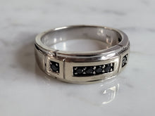 Load image into Gallery viewer, Mens Vintage Estate 14K White Gold Black Diamond Ring, 6.3g E6950