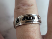 Load image into Gallery viewer, Mens Vintage Estate 14K White Gold Black Diamond Ring, 6.3g E6950