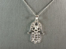 Load image into Gallery viewer, Womens Sterling Silver Hamsa Hand Pendant Necklace 4.3g E6995