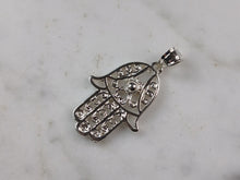 Load image into Gallery viewer, Womens Sterling Silver Hamsa Hand Pendant Necklace 4.3g E6995