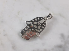 Load image into Gallery viewer, Womens Sterling Silver Hamsa Hand Pendant Necklace 4.3g E6995