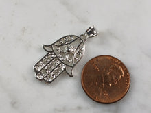 Load image into Gallery viewer, Womens Sterling Silver Hamsa Hand Pendant Necklace 4.3g E6995