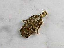 Load image into Gallery viewer, Womens Sterling Silver Gold Tone Hamsa Hand Pendant 2.7g E6996