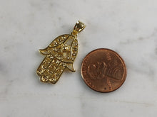 Load image into Gallery viewer, Womens Sterling Silver Gold Tone Hamsa Hand Pendant 2.7g E6996
