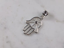 Load image into Gallery viewer, Womens Sterling Silver Hamsa Hand Pendant Necklace 2.5g E6997
