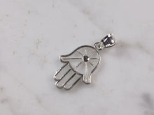 Load image into Gallery viewer, Womens Sterling Silver Hamsa Hand Pendant Necklace 2.5g E6997