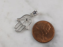 Load image into Gallery viewer, Womens Sterling Silver Hamsa Hand Pendant Necklace 2.5g E6997