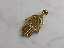 Load image into Gallery viewer, Womens Sterling Silver Gold Tone Hamsa Hand Pendant 2.3g E6998