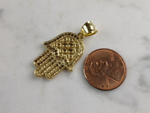 Load image into Gallery viewer, Womens Sterling Silver Gold Tone Hamsa Hand Pendant 2.3g E6998
