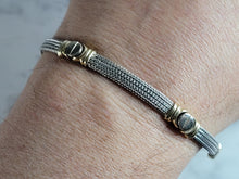 Load image into Gallery viewer, Womens Vintage Estate 14K White &amp; Yellow Gold Modernist Bracelet 12.3g E7008