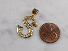 Load image into Gallery viewer, Womens Sterling Silver Gold Tone Initial Letter " S " Pendant 1.9g E7011