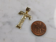 Load image into Gallery viewer, Womens Sterling Silver Gold Tone Initial Letter " T " Pendant 1.3g E7012