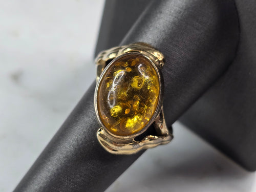 Womens Estate Sterling Silver Gold Tone Modernist Citrine Ring 5.0g #E7013