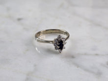 Load image into Gallery viewer, Womens Vintage Estate 14K White Gold Sapphire Diamond Ring 2.4g #E7046