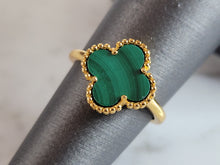 Load image into Gallery viewer, Womens Sterling Silver Malachite 4 Leaf Clover Ring 1.9g E7048